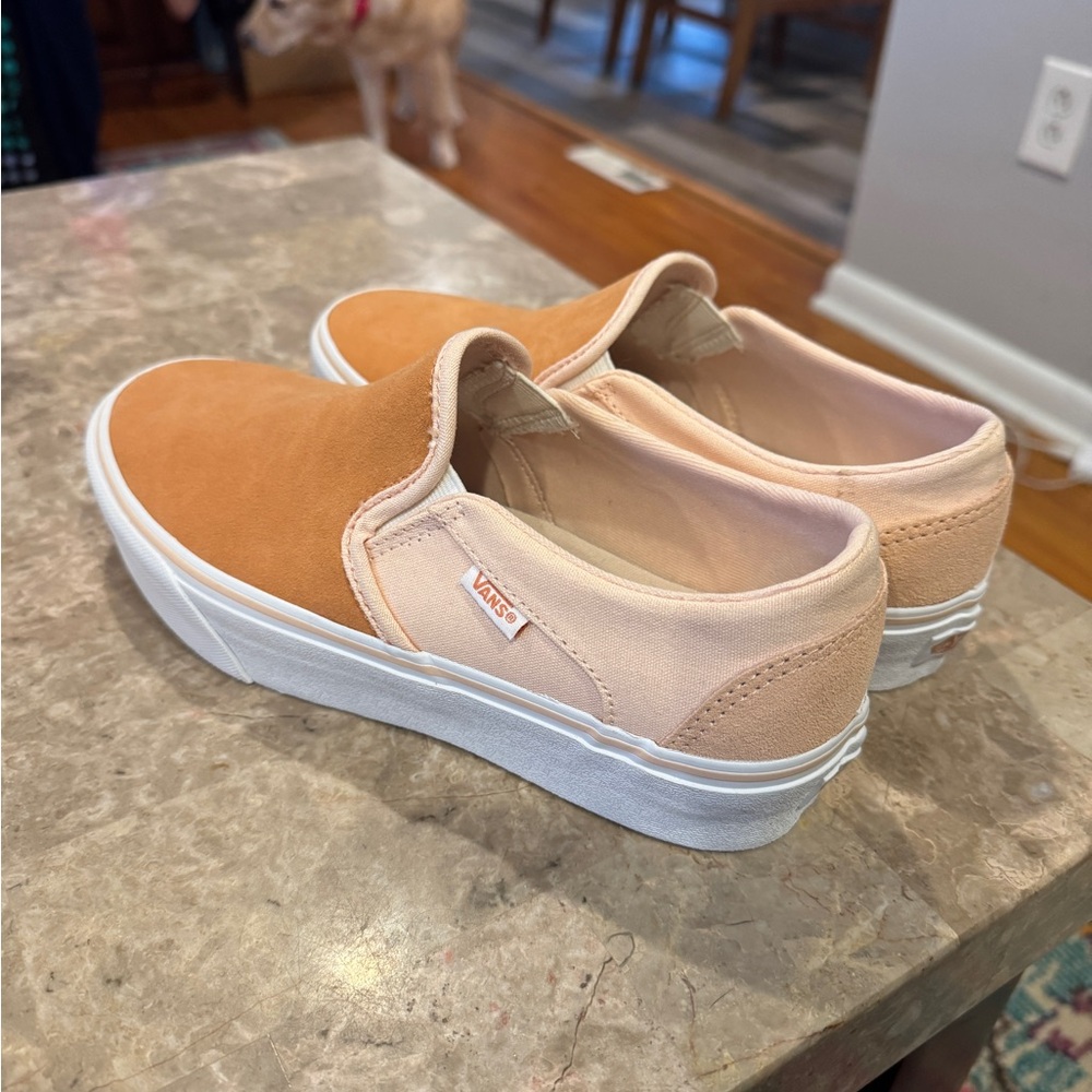 Vans Light Peach Canvas Slip-Ons - Picture 2 of 4